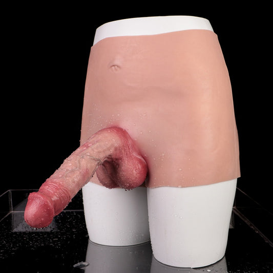 Giant Fantasy Realistic Cock Sleeve Pants – Wearable Flesh-Toned Silicone Extension and Ejaculation Control Tool for Men