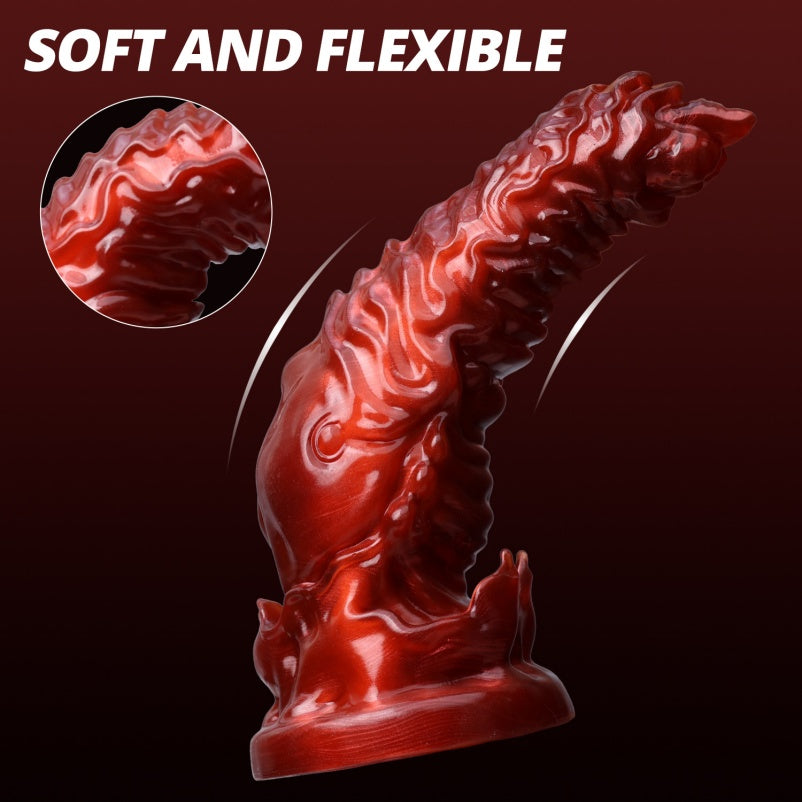 Plug anal fantaisie en silicone rouge sang Drakes Dick – Jouets sexuels vaginaux insérables à texture irrégulière