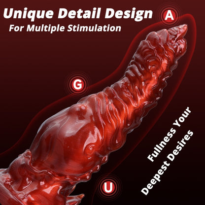 Plug anal fantaisie en silicone rouge sang Drakes Dick – Jouets sexuels vaginaux insérables à texture irrégulière