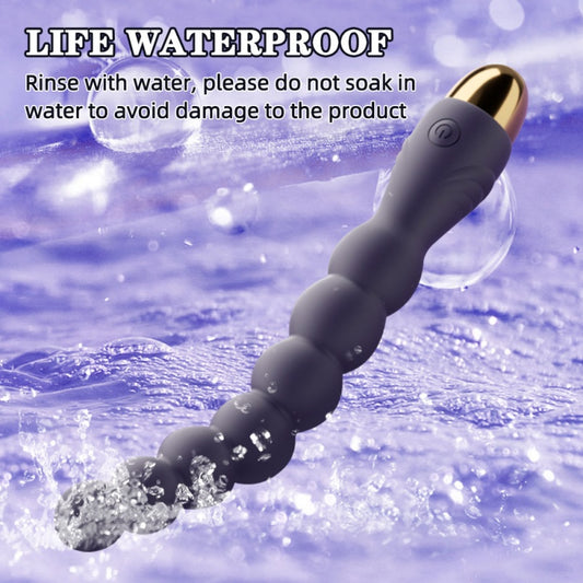 Purple Silicone 7-Bead Vibrating Anal Beads Butt Plug – Powerful Motor Clit-Stimulating BDSM Toys