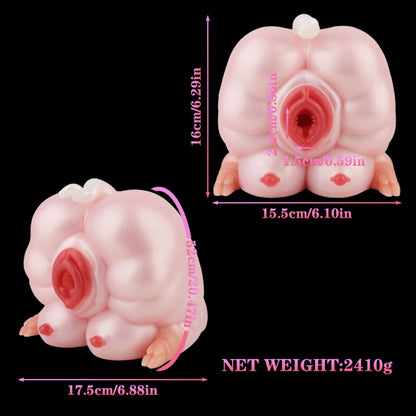 Pink Silicone Penis Massaging Fantasy Animal Pocket Pussy - Realistic Sex Doll Blowjob Toy