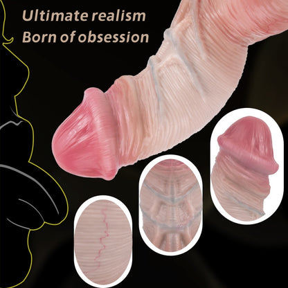 Gros gode réaliste – Gode double densité en silicone avec texture de peau réaliste