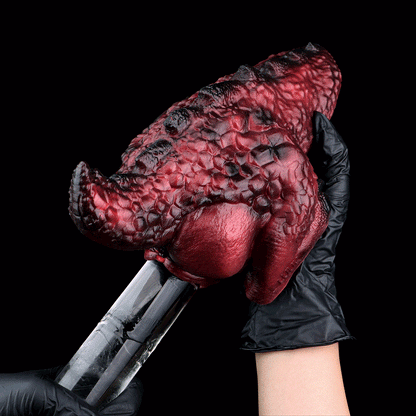 Chatte de poche en silicone Dragon Alien Rouge Sang-Torse de poupée sexuelle fantastique à double canal pour un orgasme extrême