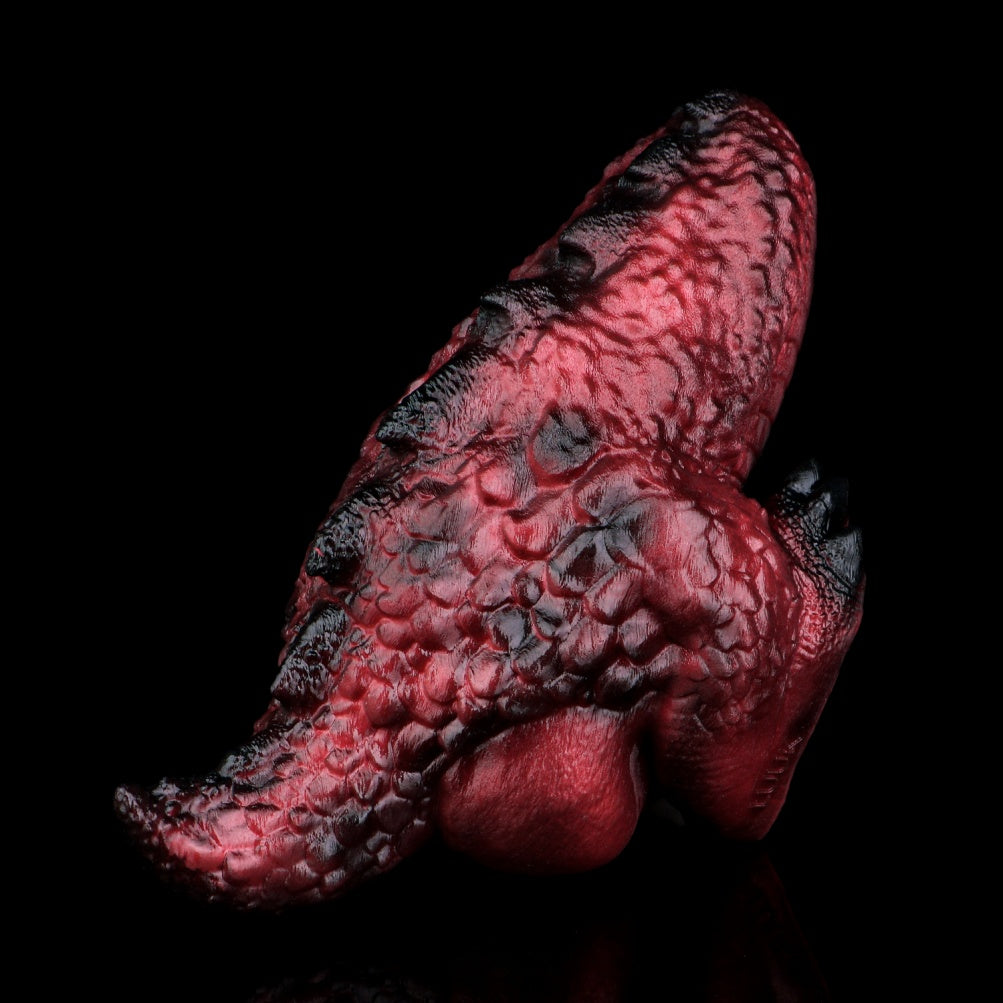 Chatte de poche en silicone Dragon Alien Rouge Sang-Torse de poupée sexuelle fantastique à double canal pour un orgasme extrême