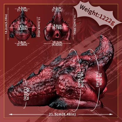 Chatte de poche en silicone Dragon Alien Rouge Sang-Torse de poupée sexuelle fantastique à double canal pour un orgasme extrême