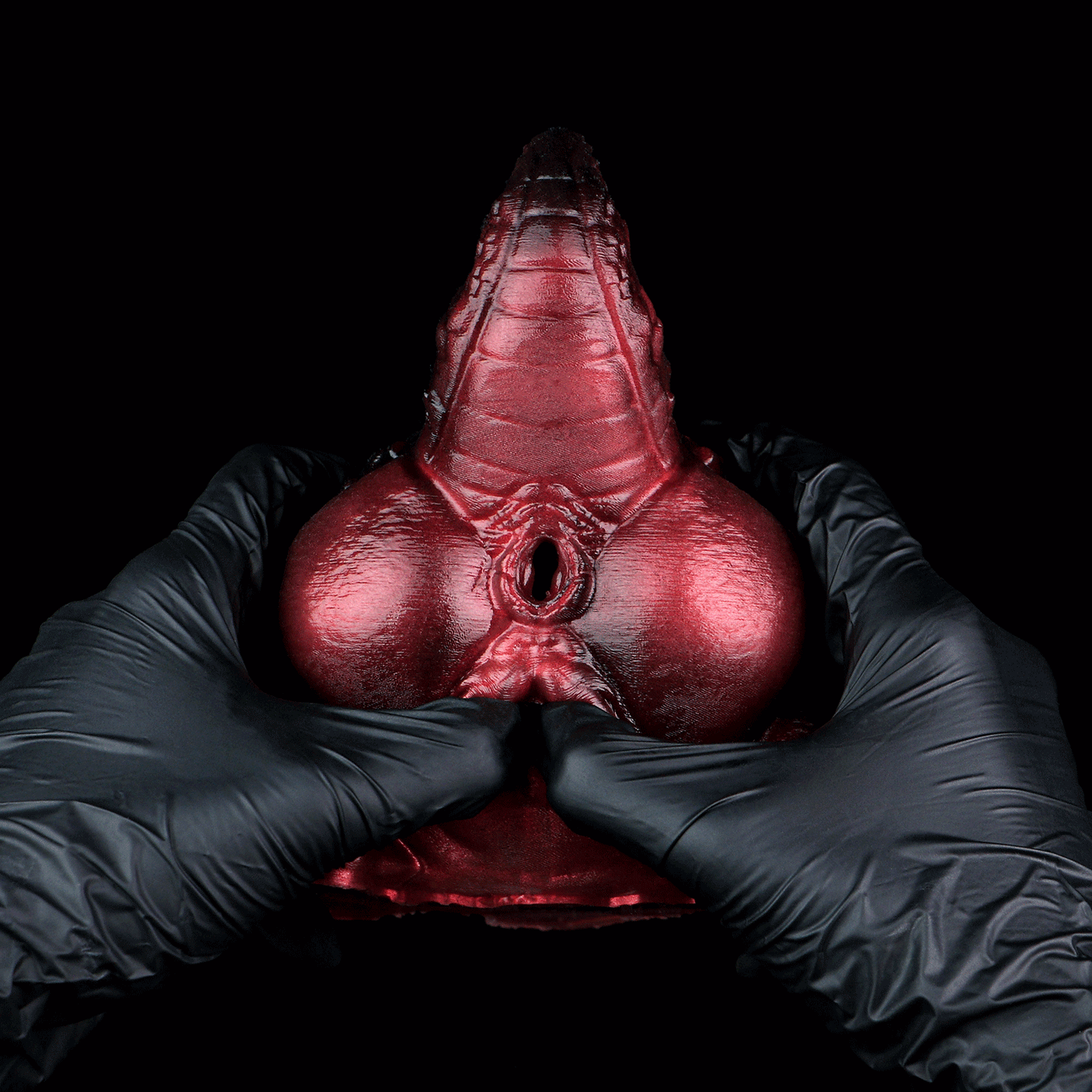 Chatte de poche en silicone Dragon Alien Rouge Sang-Torse de poupée sexuelle fantastique à double canal pour un orgasme extrême