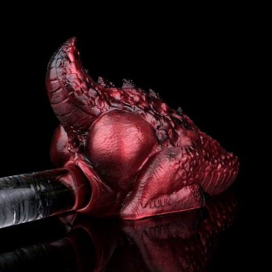 Chatte de poche en silicone Dragon Alien Rouge Sang-Torse de poupée sexuelle fantastique à double canal pour un orgasme extrême