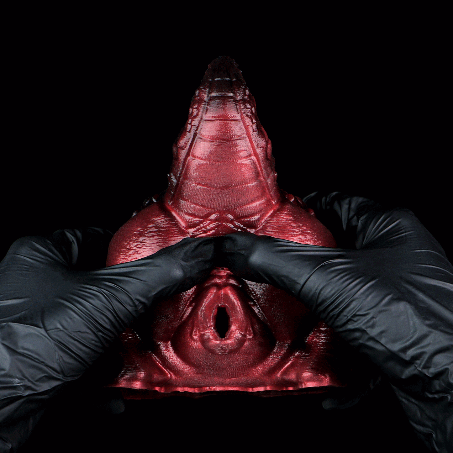 Chatte de poche en silicone Dragon Alien Rouge Sang-Torse de poupée sexuelle fantastique à double canal pour un orgasme extrême