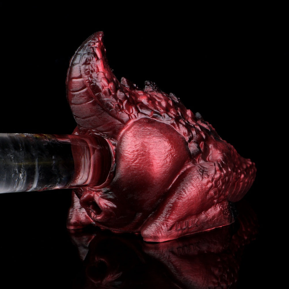 Chatte de poche en silicone Dragon Alien Rouge Sang-Torse de poupée sexuelle fantastique à double canal pour un orgasme extrême