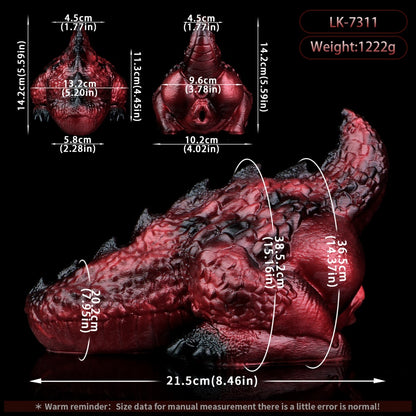 Chatte de poche en silicone Dragon Alien Rouge Sang-Torse de poupée sexuelle fantastique à double canal pour un orgasme extrême