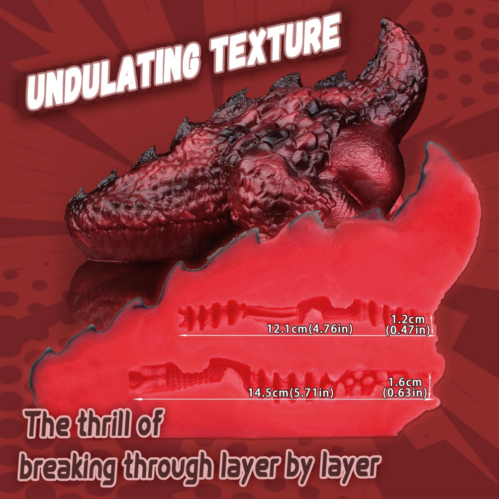 Chatte de poche en silicone Dragon Alien Rouge Sang-Torse de poupée sexuelle fantastique à double canal pour un orgasme extrême