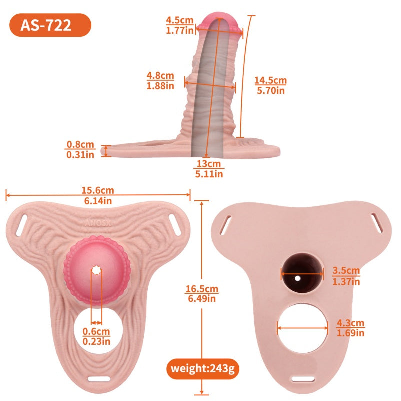 Flesh-Like Silicone Wearable Pink Chastity Cage – With Testicle Locking Ring for Erection Restriction