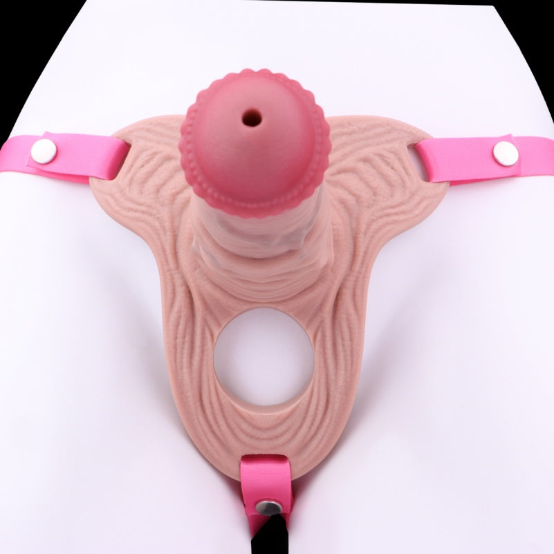 Flesh-Like Silicone Wearable Pink Chastity Cage – With Testicle Locking Ring for Erection Restriction