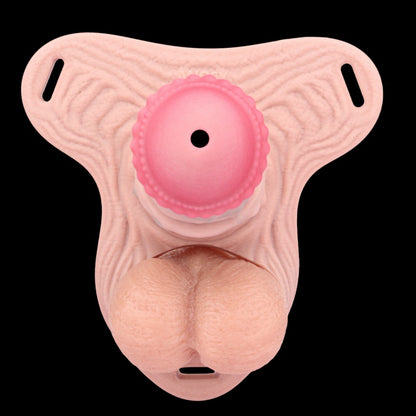 Flesh-Like Silicone Wearable Pink Chastity Cage – With Testicle Locking Ring for Erection Restriction