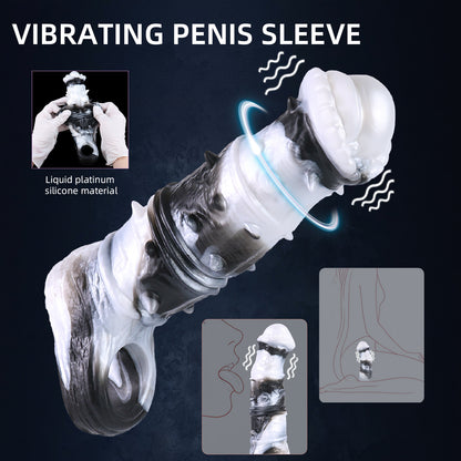 Fantasy Horse Vibrating Cock Sleeve – Platinum Silicone Penis Sleeve with Remote Control