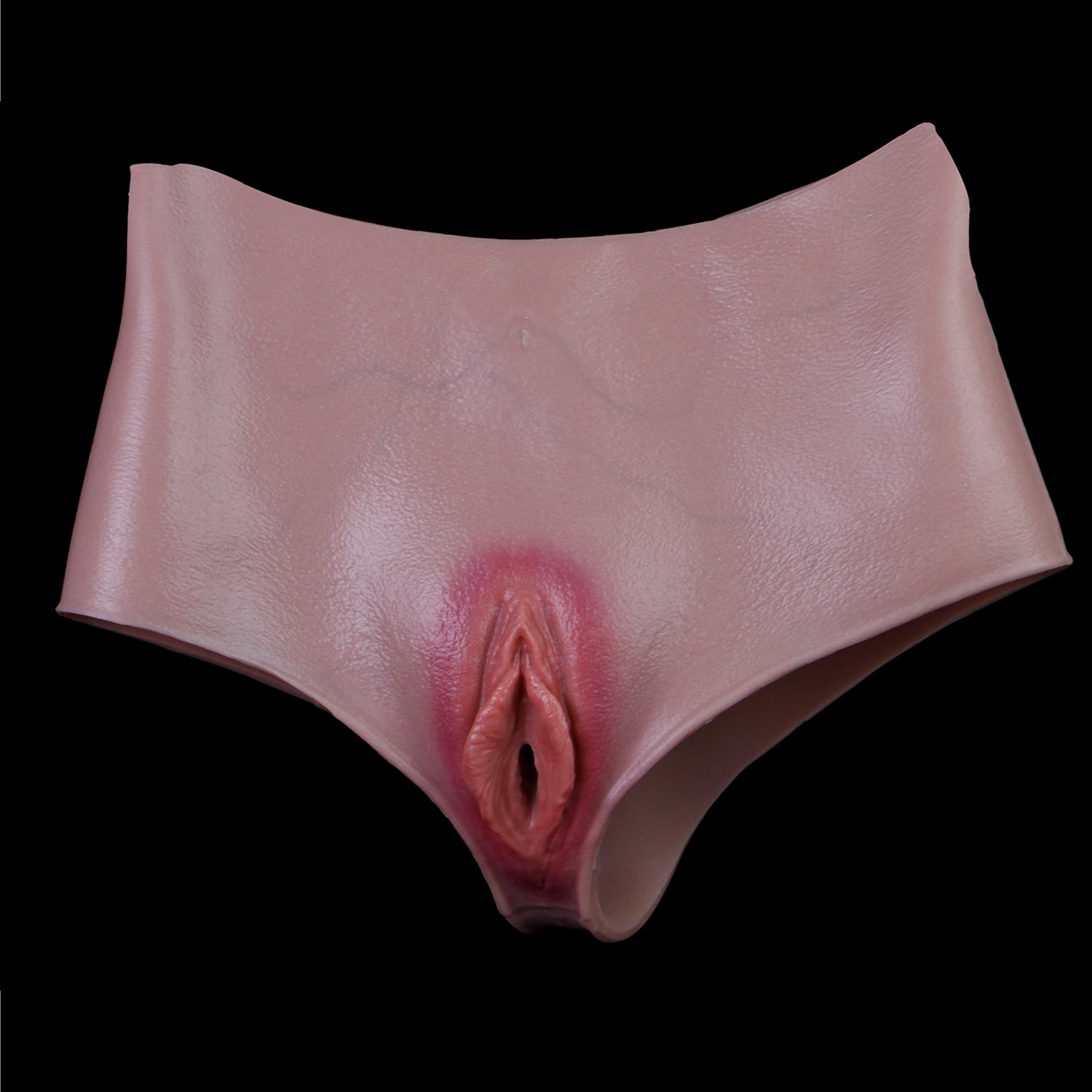 Platin-Silikon Realistische Pussy Panties mit einführbarer Vagina — Tragbarer Fake Vagina Slip für Feminierungs-Rollenspiele
