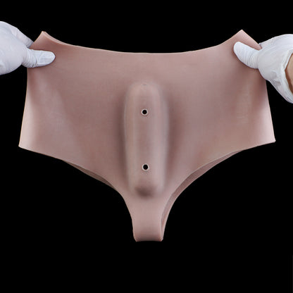 Platin-Silikon Realistische Pussy Panties mit einführbarer Vagina — Tragbarer Fake Vagina Slip für Feminierungs-Rollenspiele