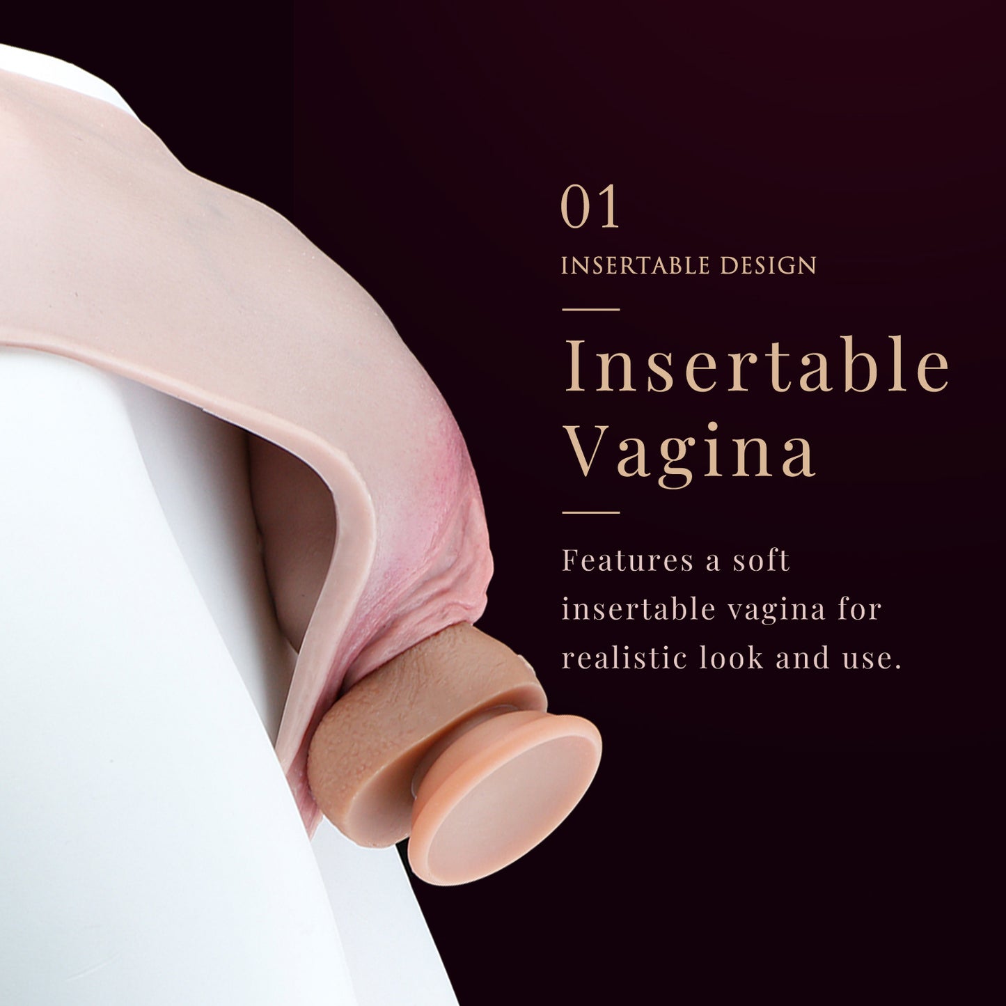 Platin-Silikon Realistische Pussy Panties mit einführbarer Vagina — Tragbarer Fake Vagina Slip für Feminierungs-Rollenspiele