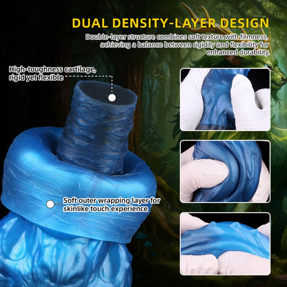 Sylva Draconis Dual-Layer Silicone Fantasy Dragon Dildo – Knotting G-Spot Massager with Suction Cup