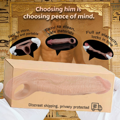 Manchon de pénis réaliste en silicone de 14,68 cm – Conception à couverture complète pour le contrôle de la sensibilité