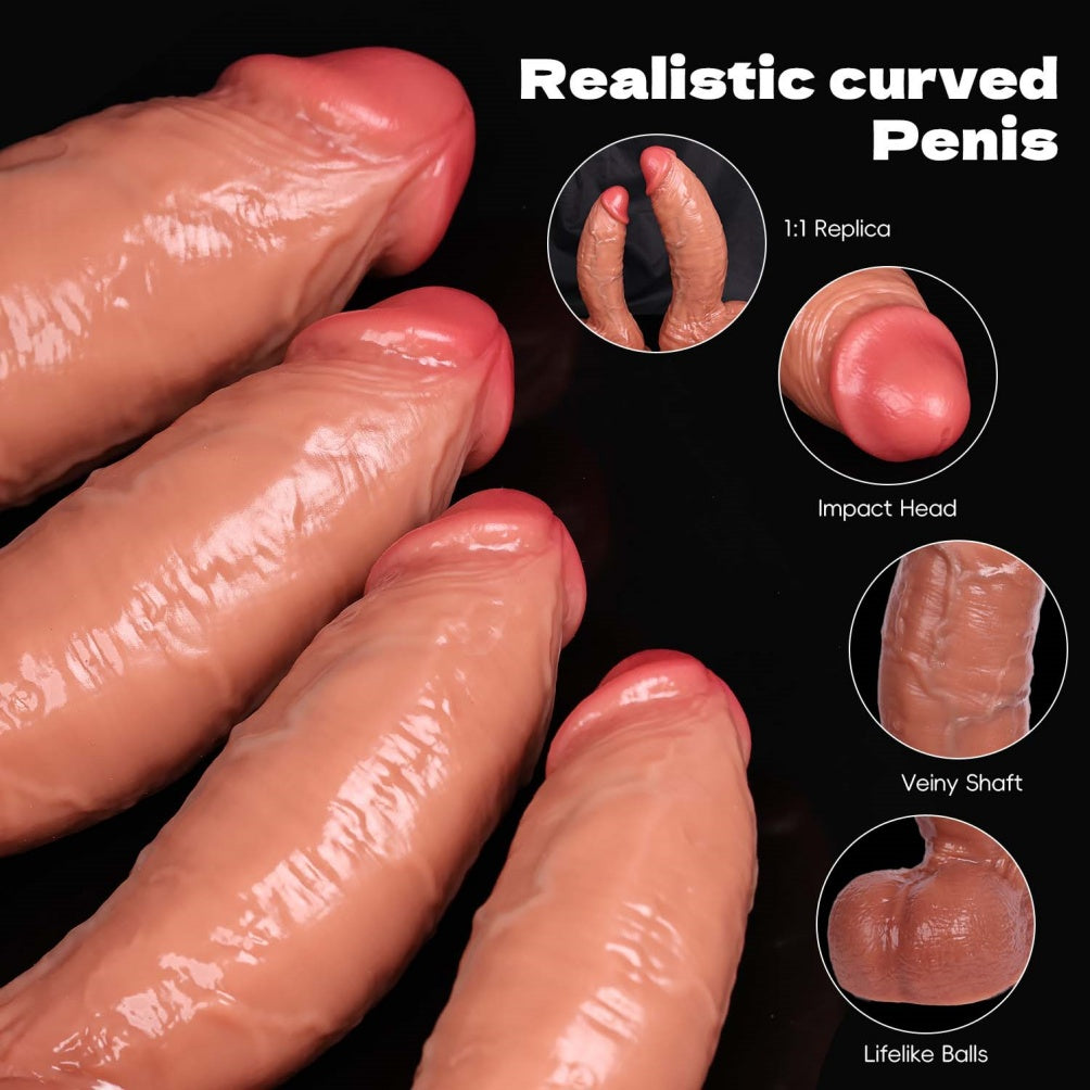Simulation Thick Silicone Huge Dildo – Realistic Veiny Texture & Curved Design for Vaginal Expansion
