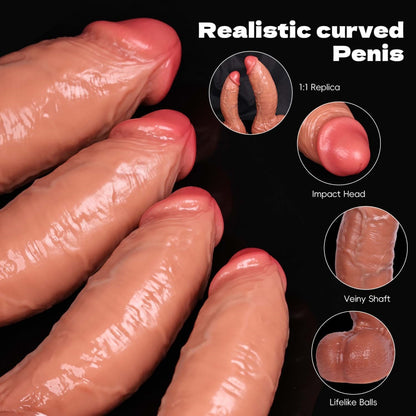 Simulation Thick Silicone Huge Dildo – Realistic Veiny Texture & Curved Design for Vaginal Expansion