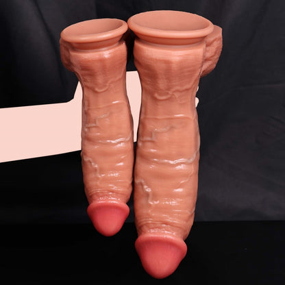 Simulation Thick Silicone Huge Dildo – Realistic Veiny Texture & Curved Design for Vaginal Expansion
