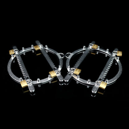 Fantasy Serrated Nipple Clamps Bondage Kinky Sex - Stainless Steel Metal Strap-on BDSM Toy