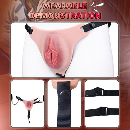 Fantasy Femboy Wearable Vagina Pants – Flesh-Like Realistic Silicone Sex Toy for Gay Lesbian