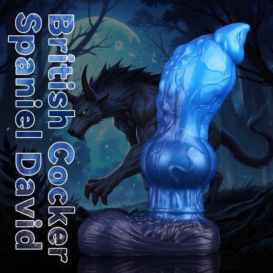 Godemiché en silicone bleu de 20 cm en forme de nœud de chien - Jouet stimulant pour l'orgasme vaginal