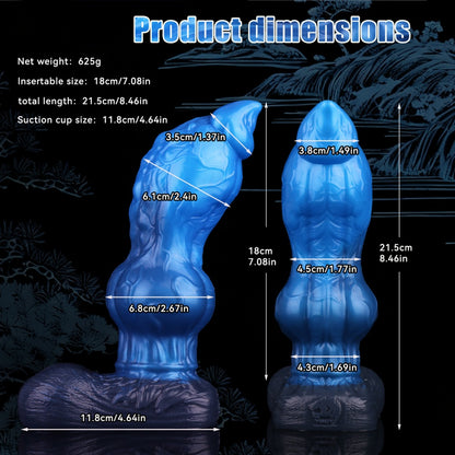 Blue Silicone 8-Inch Fantasy Dog Knot Dildo - Stimulating Vaginal Climax Expansion Toy