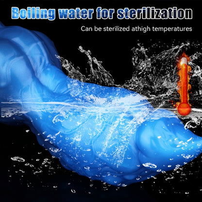 Blue Silicone 8-Inch Fantasy Dog Knot Dildo - Stimulating Vaginal Climax Expansion Toy