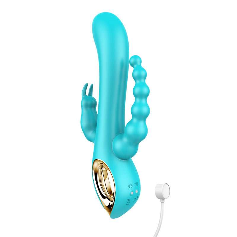 Domlust Dreiköpfiger Drachenvibrator – G-Punkt-Kaninchenperlen, Anusstimulation, 3-in-1-Sexspielzeug für Frauen