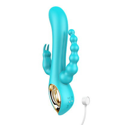 Domlust Dreiköpfiger Drachenvibrator – G-Punkt-Kaninchenperlen, Anusstimulation, 3-in-1-Sexspielzeug für Frauen