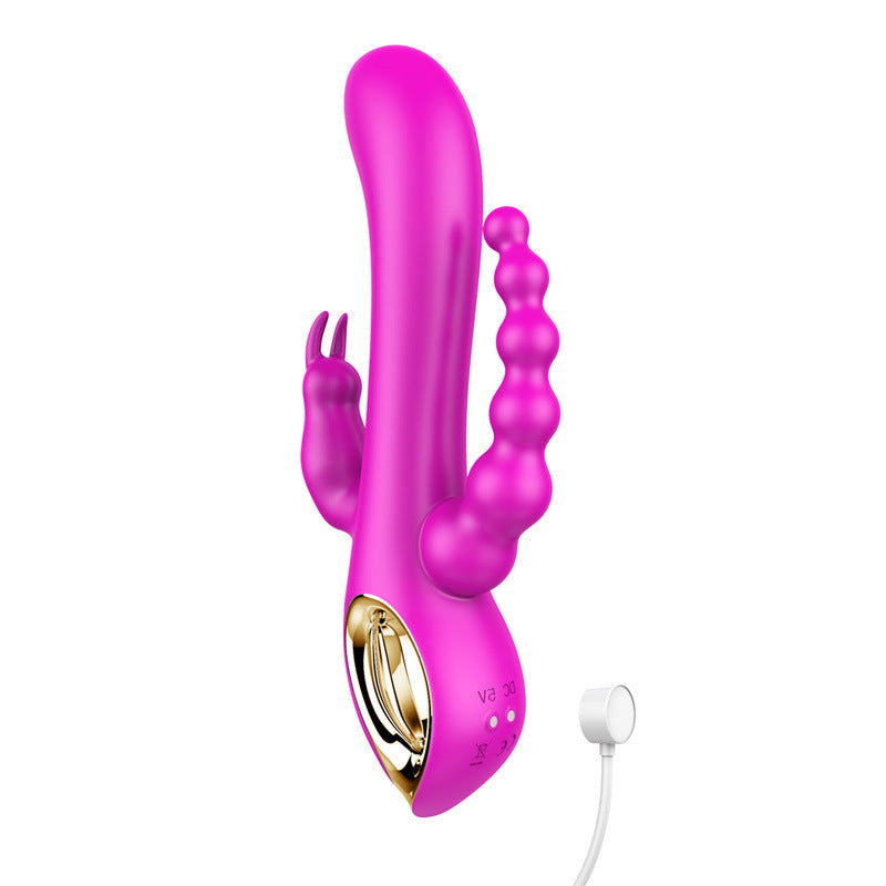 Domlust Dreiköpfiger Drachenvibrator – G-Punkt-Kaninchenperlen, Anusstimulation, 3-in-1-Sexspielzeug für Frauen